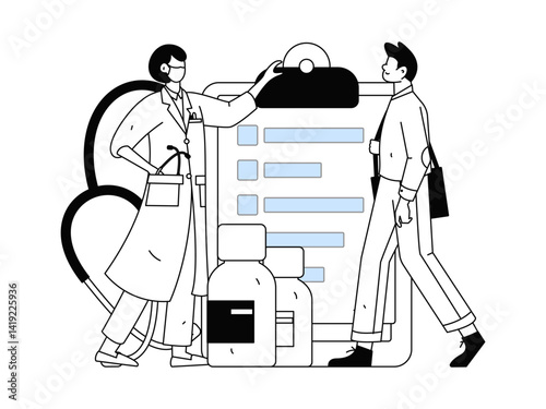 Medical characters fighting the epidemic flat vector concept operation hand drawn illustration
