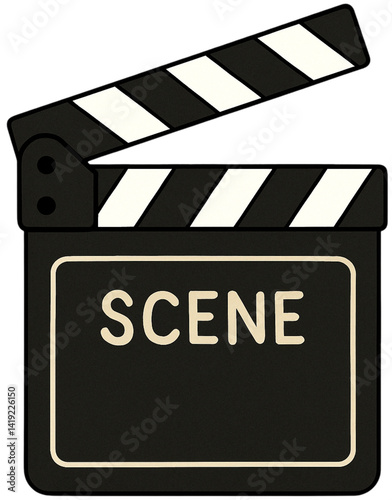 Clapperboard vector illustration with scene label
