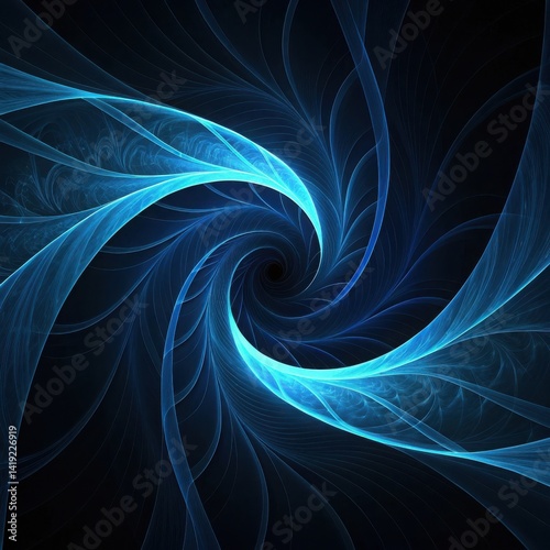 Blue Fractal Spiral with Radiant Light Energy Pattern