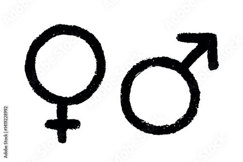Hand drawn female and male gender identity icon Symbol used to represent sex and gender