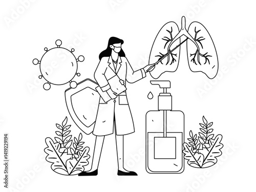 Medical characters fighting the epidemic flat vector concept operation hand drawn illustration

