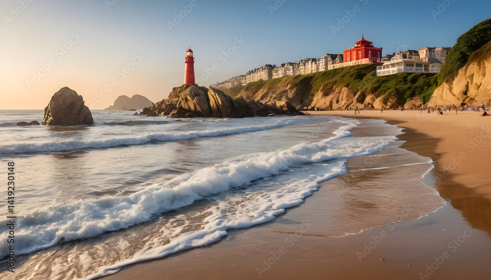 Explore scenic beach views with lighthouse and ocean waves for travel and vacation photography inspiration Explore scenic beach views with lighthouse and ocean waves for travel and vacation photography inspiration