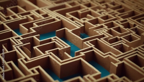 A complex maze, with intricate paths and a challenging structure. The maze is designed to test and confuse