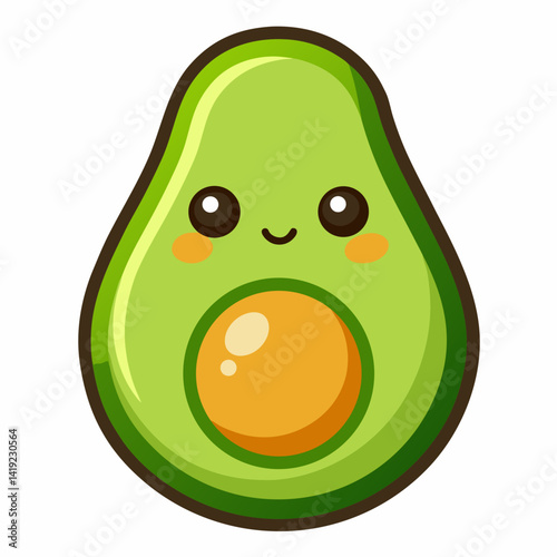 A cheerful avocado sticker featuring a smiley face, showcasing a playful and friendly design.