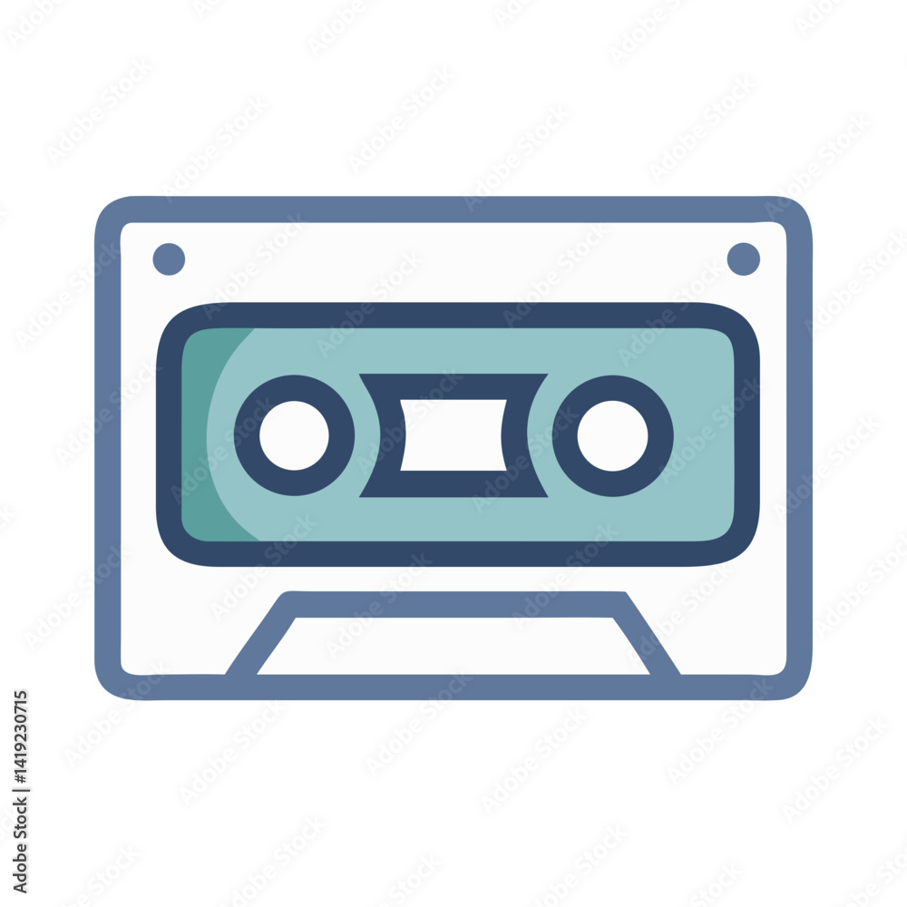 Audio Cassette Icon Representing Retro Sound Storage and Music Playback Audio Cassette Icon Representing Retro Sound Storage and Music Playback