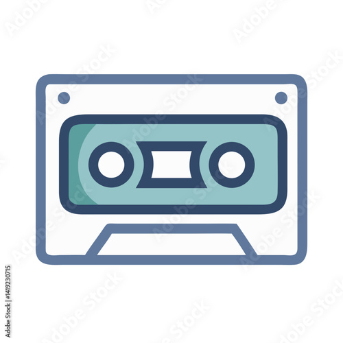Audio Cassette Icon Representing Retro Sound Storage and Music Playback