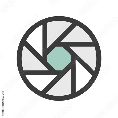 Camera Shutter Icon Representing Cinematography and Film Production