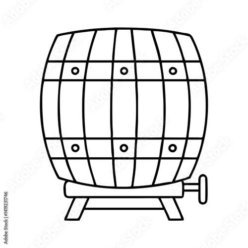 oak wine barrel icon, oak wine barrel line art - simple line art of oak wine barrel, perfect for oak wine barrel logos and icons