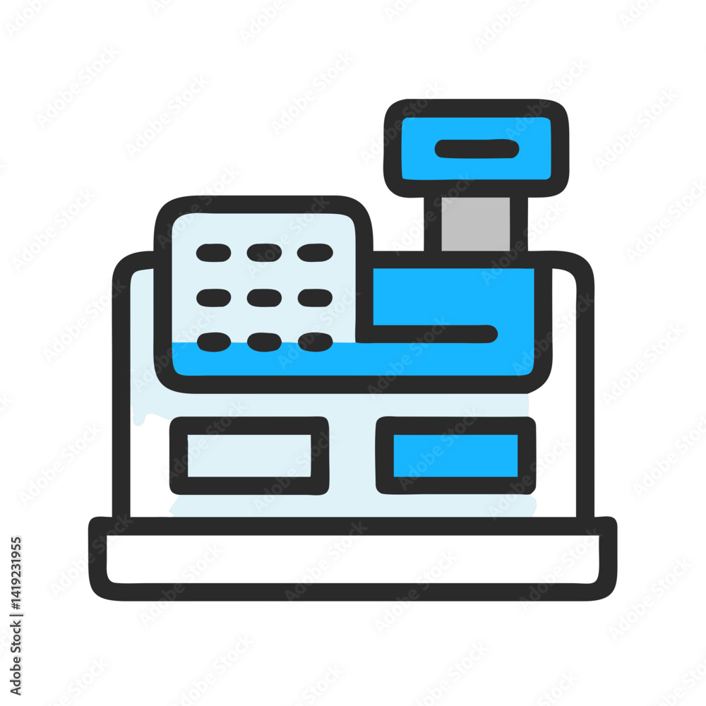 Cash Register Icon Representing In-Store Checkout and Retail Transactions Cash Register Icon Representing In-Store Checkout and Retail Transactions