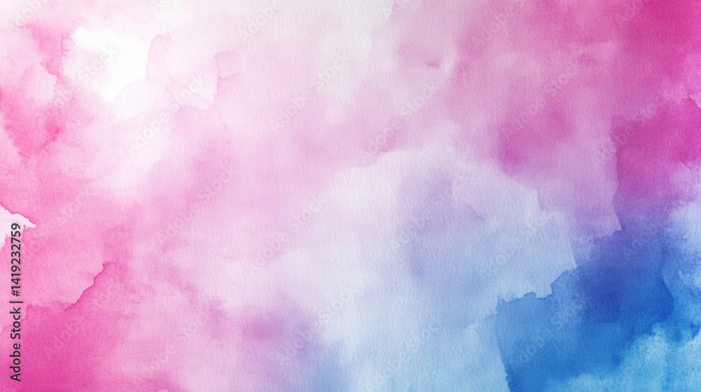 Fototapeta premium A vibrant, soft watercolor painting featuring a blend of pink, blue, and white hues.
