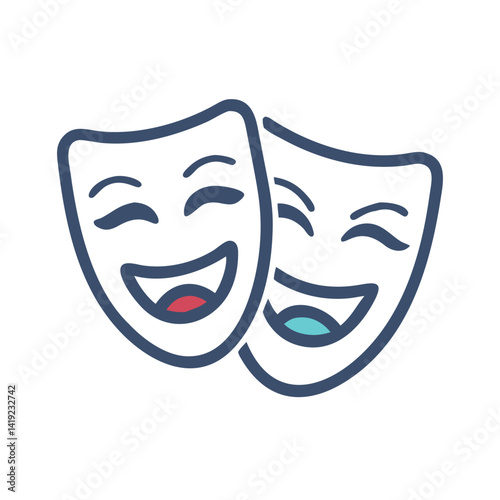 Comedy and Tragedy Masks Icon Representing Theater and Dramatic Arts