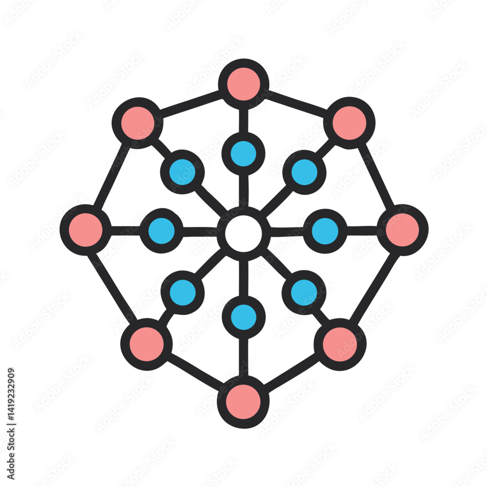 Connected Neural Nodes Icon Representing Network and Brain-like Connectivity Connected Neural Nodes Icon Representing Network and Brain-like Connectivity