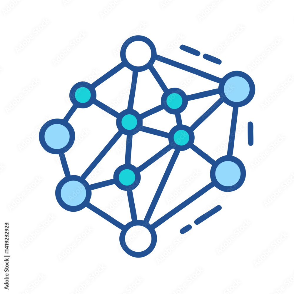 Connected Neural Nodes Icon Representing Network and Brain-like Connectivity Connected Neural Nodes Icon Representing Network and Brain-like Connectivity