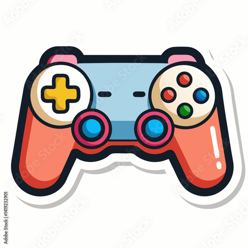 A sticker featuring a game controller design on a plain white background.
