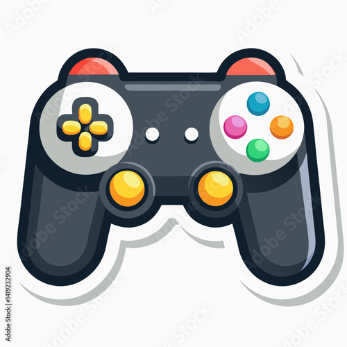 A sticker featuring a game controller design on a plain white background.