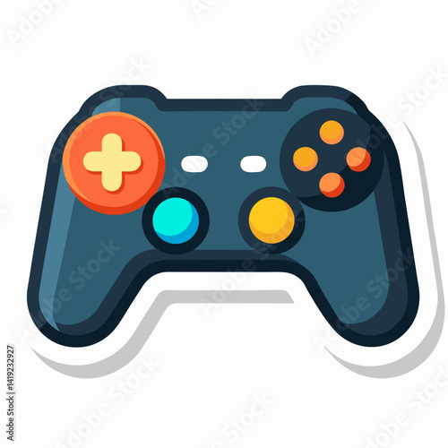 A sticker featuring a game controller design on a plain white background.