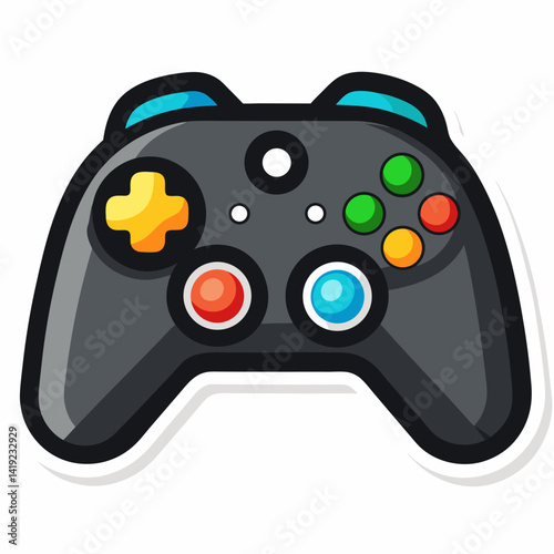 A sticker featuring a game controller design on a plain white background.