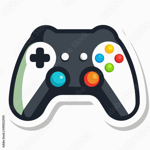 A sticker featuring a game controller design on a plain white background.