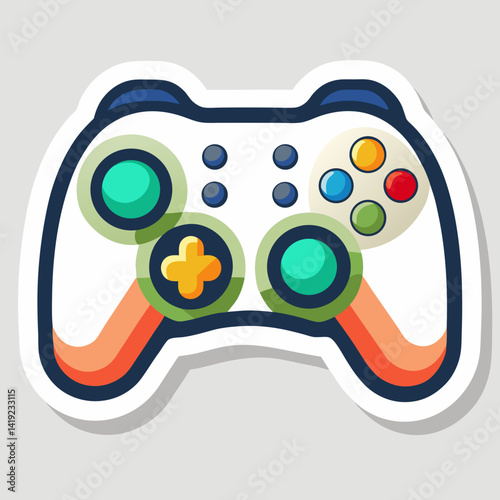 A sticker featuring a game controller design on a plain white background.