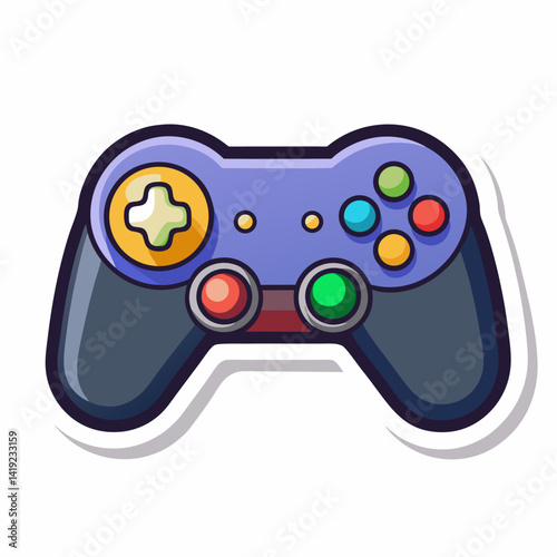 A sticker featuring a game controller design on a plain white background.