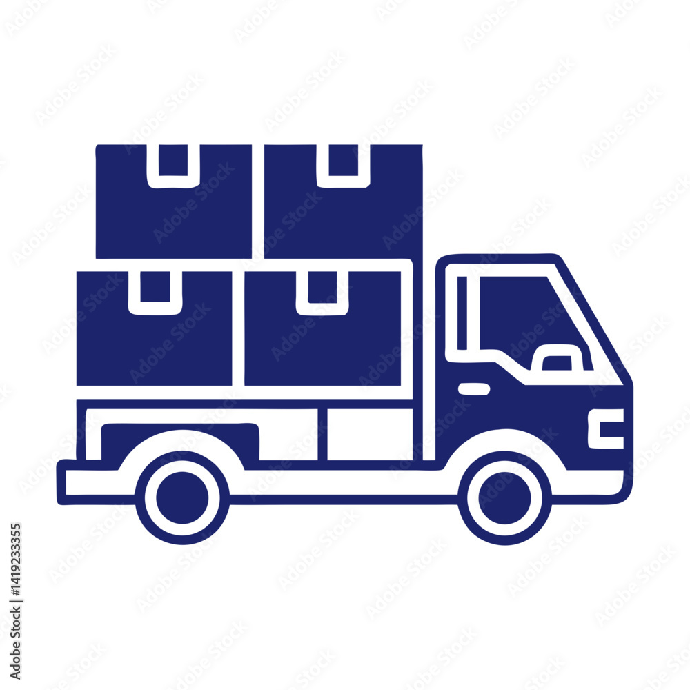 Delivery Truck with Boxes Icon Representing Shipping and Logistics Delivery Truck with Boxes Icon Representing Shipping and Logistics