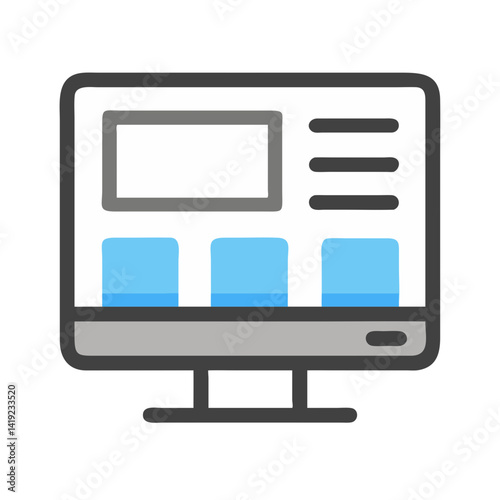 Desktop with Layout Panels Icon Representing Graphic Design and UI Layout