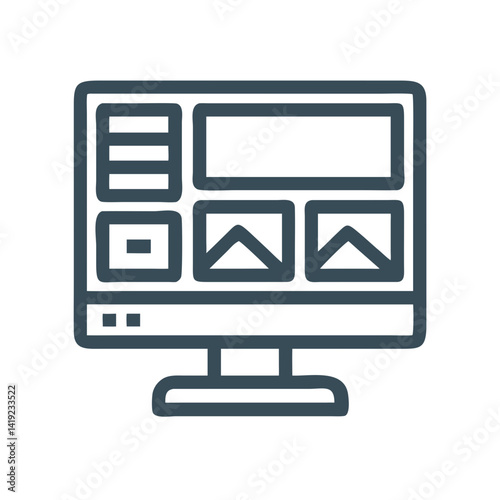 Desktop with Layout Panels Icon Representing Graphic Design and UI Layout