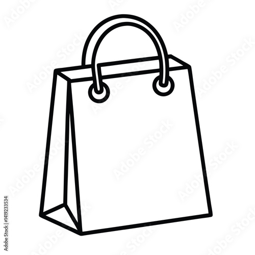 line drawing of a shopping bag for retail and everyday use
