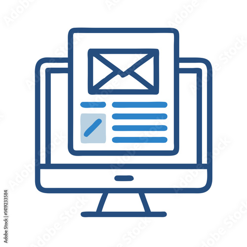 Desktop with Newsletter Icon Representing Email Marketing and Digital Communication