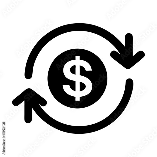 Dollar Symbol with Arrows Icon Representing Currency Exchange and Financial Movement
