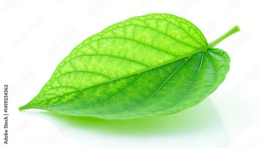 Obraz premium Delicate green leaf isolated on white background, green, leaf, verdant