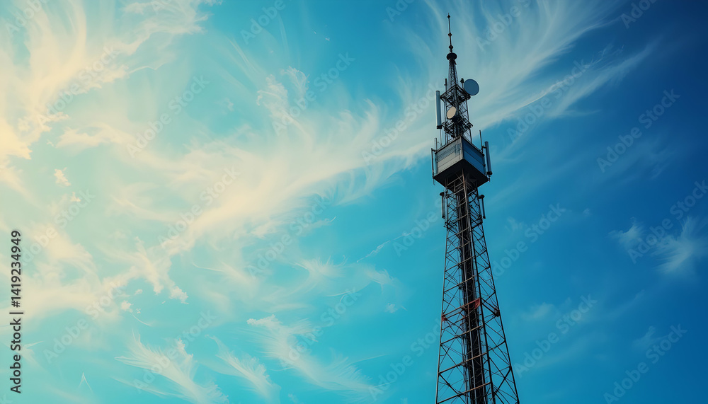 Obraz premium Communication tower against cloudy sky