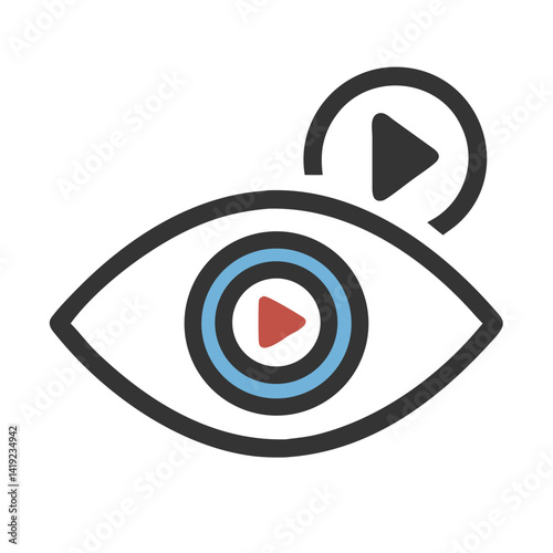 Eye with Play Symbol Icon Representing Media Viewing and Video Playback