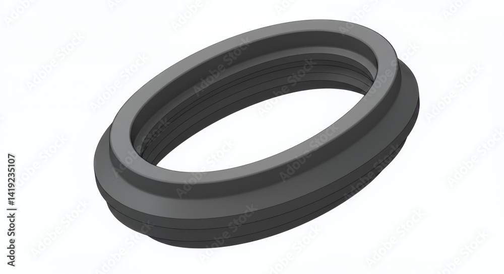 Dark Gray Layered Oval Seal 3D Rendering Isometric View Dark Gray Layered Oval Seal 3D Rendering Isometric View