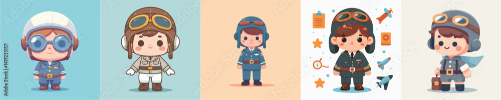 vector of little boy wearing pilot costume vector of little boy wearing pilot costume