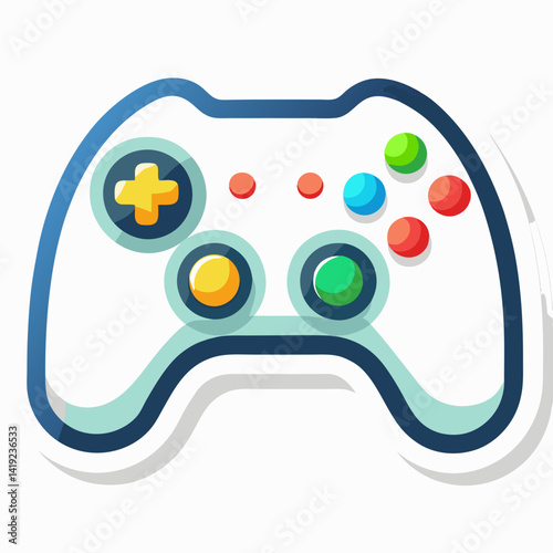A sticker featuring a game controller design on a plain white background.