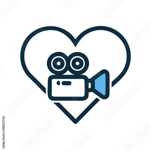 Heart with Camera Icon Representing Love for Filmmaking and Cinematic Passion