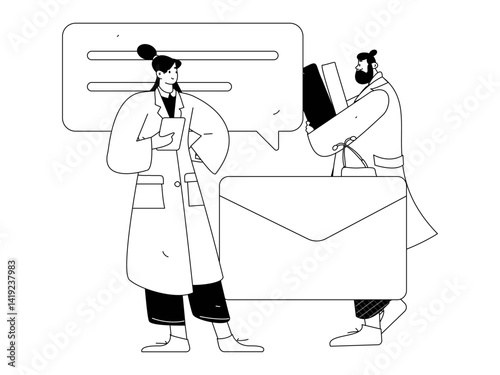 Medical characters fighting the epidemic flat vector concept operation hand drawn illustration
