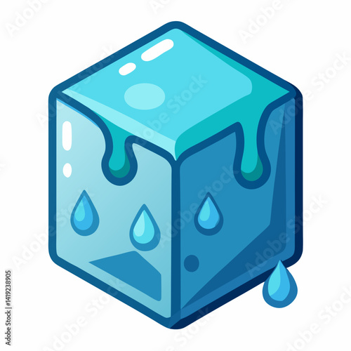 Ice cube icon with water droplets, symbolizing coolness or refreshment.