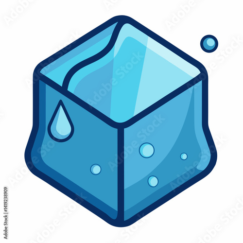 Ice cube icon with water droplets, symbolizing coolness or refreshment.