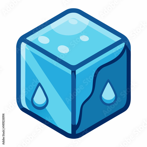 Ice cube icon with water droplets, symbolizing coolness or refreshment.