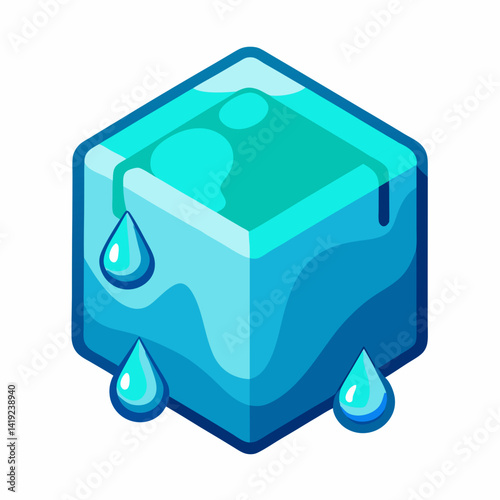 Ice cube icon with water droplets, symbolizing coolness or refreshment.