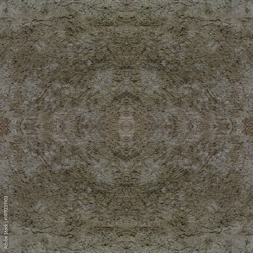 An old, gray cement wall. Grey, stone background. Ancient ruins. Concrete texture. Seamless image. Symmetrical.