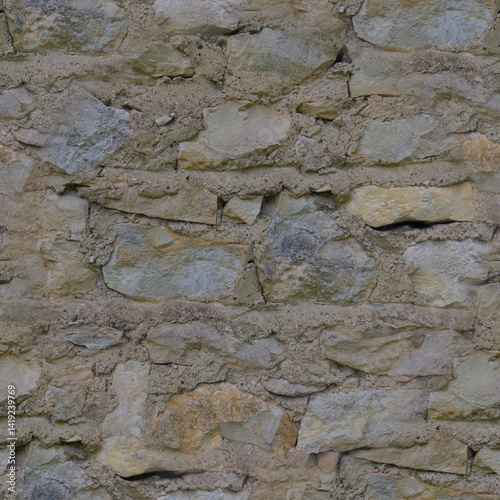An old, gray stone wall. Grey, stone background. Stone texture. Seamless image.
