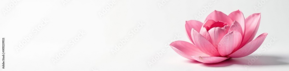 Single delicate petal unfolding on a white background, white background, flower Single delicate petal unfolding on a white background, white background, flower
