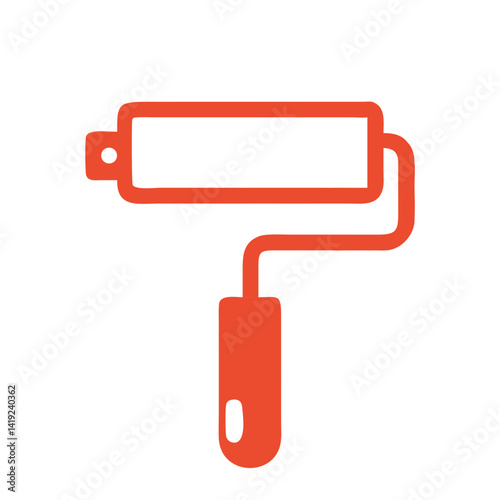 Paint Roller Icon Representing Wall or UI Decoration and Surface Painting