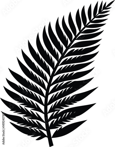 New Zealand Silver Fern Emblem in Black | Classic Nature Symbol Vector for Print & Design Use