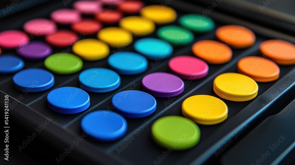 Colorful circular buttons in a grid pattern Colorful circular buttons in a grid pattern