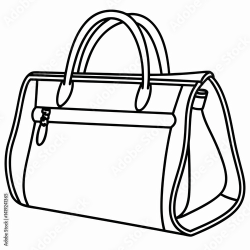 "Chic Handbag Illustration in Elegant Line Art"