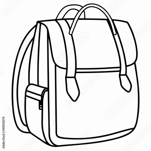 "Casual Handbag Design in Clean Line Art Style"